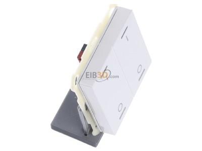 View top left MDT BE-TAL6302.B1 EIB, KNX, Push Button Lite 63 2-fold, RGBW, switch, Studio white glossy finish, 
