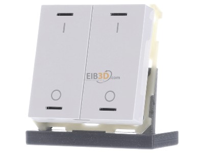 Front view MDT BE-TAL63T2.B1 EIB, KNX, Push Button Lite 63 2-fold, RGBW, switch, with temperature sensor, Studio white glossy finish, 
