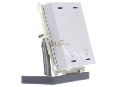View on the left MDT BE-TAL63T2.B1 EIB, KNX, Push Button Lite 63 2-fold, RGBW, switch, with temperature sensor, Studio white glossy finish, 
