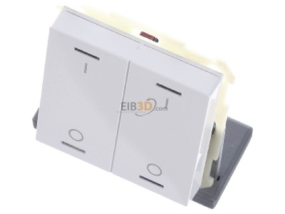 View up front MDT BE-TAL63T2.B1 EIB, KNX, Push Button Lite 63 2-fold, RGBW, switch, with temperature sensor, Studio white glossy finish, 
