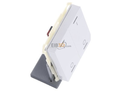 View top left MDT BE-TAL63T2.B1 EIB, KNX, Push Button Lite 63 2-fold, RGBW, switch, with temperature sensor, Studio white glossy finish, 
