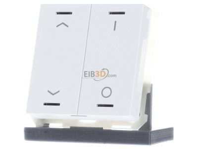 Front view MDT BE-TAL6302.C1 EIB, KNX, Push Button Lite 63 2-fold, RGBW, blinds and switch, Studio white glossy finish, 
