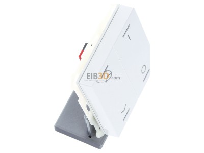 View top left MDT BE-TAL6302.C1 EIB, KNX, Push Button Lite 63 2-fold, RGBW, blinds and switch, Studio white glossy finish, 

