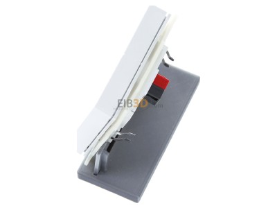 View top right MDT BE-TAL6302.C1 EIB, KNX, Push Button Lite 63 2-fold, RGBW, blinds and switch, Studio white glossy finish, 
