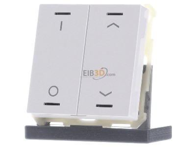 Front view MDT BE-TAL6302.D1 EIB, KNX, Push Button Lite 63 2-fold, RGBW, switch and blinds, Studio white glossy finish, 
