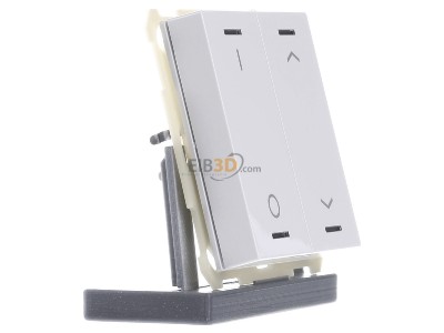 View on the left MDT BE-TAL6302.D1 EIB, KNX, Push Button Lite 63 2-fold, RGBW, switch and blinds, Studio white glossy finish, 
