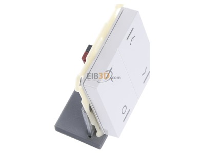 View top left MDT BE-TAL6302.D1 EIB, KNX, Push Button Lite 63 2-fold, RGBW, switch and blinds, Studio white glossy finish, 
