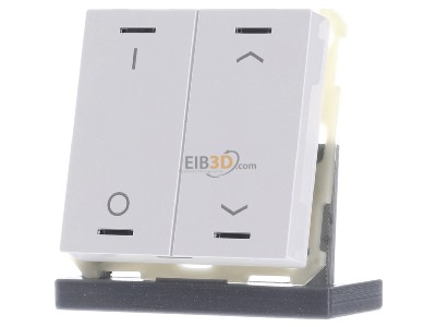 Front view MDT BE-TAL63T2.D1 EIB, KNX, Push Button Lite 63 2-fold, RGBW, switch and blinds, with temperature sensor, Studio white glossy finish, 

