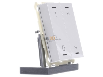 View on the left MDT BE-TAL63T2.D1 EIB, KNX, Push Button Lite 63 2-fold, RGBW, switch and blinds, with temperature sensor, Studio white glossy finish, 
