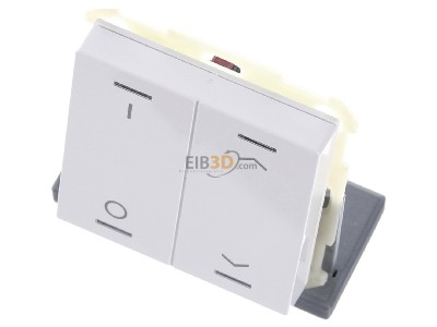 View up front MDT BE-TAL63T2.D1 EIB, KNX, Push Button Lite 63 2-fold, RGBW, switch and blinds, with temperature sensor, Studio white glossy finish, 
