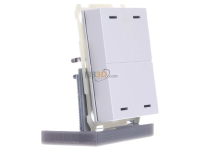 View on the left MDT BE-TAL63T4.01 EIB, KNX, Push Button Lite 63 4-fold, RGBW, neutral, with temperature sensor, Studio white glossy finish, 
