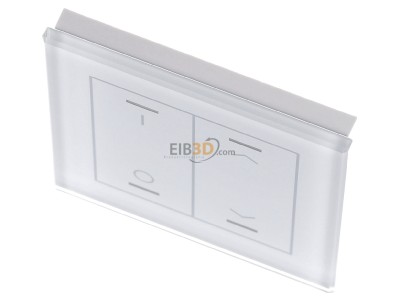 View up front MDT BE-GTL2TW.D1 EIB, KNX, Glass Push Button II Lite 2-fold, RGBW, Version UP/DOWN (R)+I/O symbol (L), with temp.sensor, White, 
