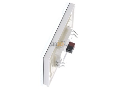 View top right MDT BE-GTL2TW.D1 EIB, KNX, Glass Push Button II Lite 2-fold, RGBW, Version UP/DOWN (R)+I/O symbol (L), with temp.sensor, White, 
