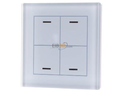 Front view MDT BE-GTL40W.01 EIB, KNX, Glass Push Button II Lite 4-fold, RGBW, neutral, White, 
