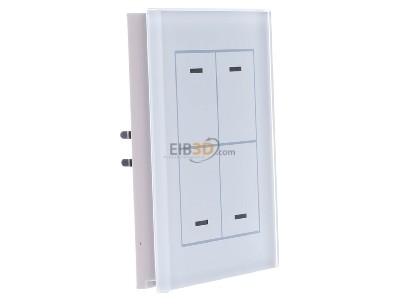 View on the left MDT BE-GTL40W.01 EIB, KNX, Glass Push Button II Lite 4-fold, RGBW, neutral, White, 
