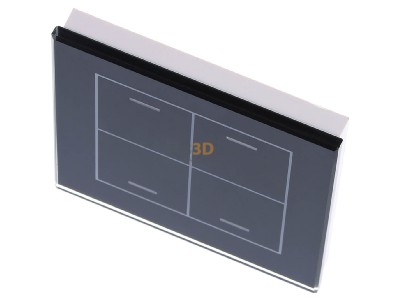 View up front MDT BE-GTL40S.01 EIB, KNX, Glass Push Button II Lite 4-fold, RGBW, neutral, Black, 
