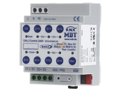 Frontansicht MDT SCN-DA642.04 DALI Control 2x64 Gateway 4TE, REG 
