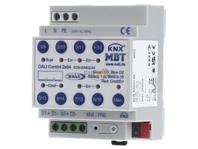 Front view MDT SCN-DA642.04 DALI Control 2x64 Gateway, 4SU MDRC, 
