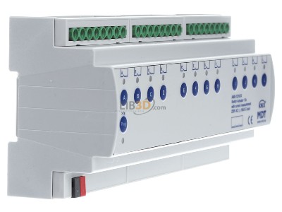 View on the left MDT AMS-1216.03 KNX Switch Actuator 12-fold, 12SU MDRC, 16 A, 230 V AC, C-load, 140 F, current measurement 
