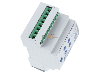 Ansicht oben links MDT AMI-0416.03 KNX Schaltaktor 4-fach, 4TE REG, 16/20 A, 230 V 