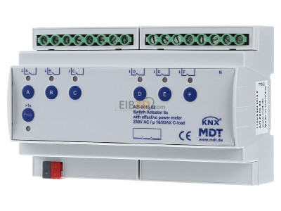 Frontansicht MDT AZI-0616.03 KNX Schaltaktor 6-fach, 8TE REG, 16/20 A, 230 V 