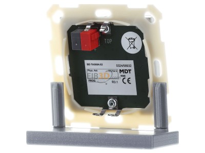 Back view MDT BE-TA5504.02 KNX Push Button 55 4-fold, White matt finish 
