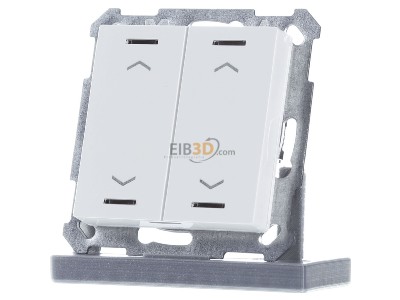 Front view MDT BE-TAL55T2.A1 KNX Push Button Lite 55 2 gang, RGBW, blinds, with temperature sensor, White glossy finish 
