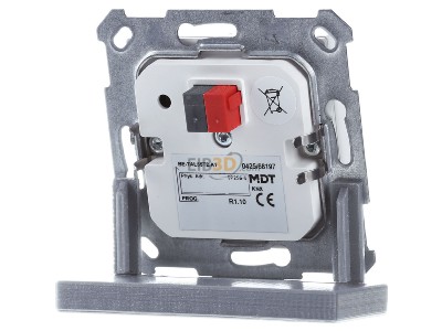 Back view MDT BE-TAL55T2.A1 KNX Push Button Lite 55 2 gang, RGBW, blinds, with temperature sensor, White glossy finish 
