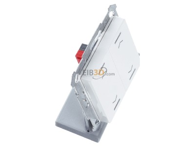 View top left MDT BE-TAL55T2.A1 KNX Push Button Lite 55 2 gang, RGBW, blinds, with temperature sensor, White glossy finish 
