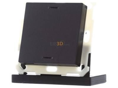 Front view MDT BE-TAL55T106.01 KNX Push Button Lite 55 1 gang, RGBW, neutral, with temperature sensor, Black matt 
