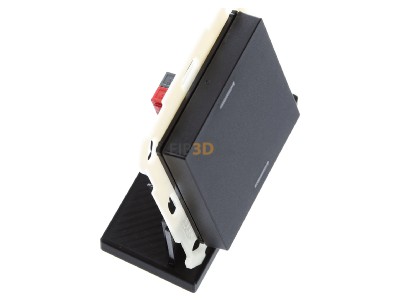 View top left MDT BE-TAL55T106.01 KNX Push Button Lite 55 1 gang, RGBW, neutral, with temperature sensor, Black matt 
