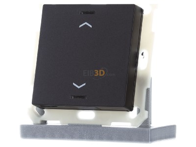 Front view MDT BE-TAL55T106.A1 KNX Push Button Lite 55 1 gang, RGBW, blinds, with temperature sensor, Black matt 
