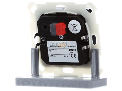 Back view MDT BE-TAL55T106.A1 KNX Push Button Lite 55 1 gang, RGBW, blinds, with temperature sensor, Black matt 
