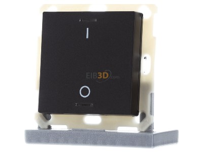 Front view MDT BE-TAL55T106.B1 KNX Push Button Lite 55 1 gang, RGBW, switch, with temperature sensor, Black matt 
