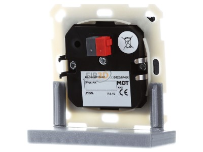 Back view MDT BE-TAL55T106.B1 KNX Push Button Lite 55 1 gang, RGBW, switch, with temperature sensor, Black matt 
