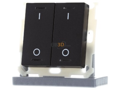 Front view MDT BE-TAL55T206.B1 KNX Push Button Lite 55 2 gang, RGBW, switch, with temperature sensor, Black matt 
