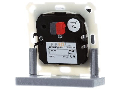 Back view MDT BE-TAL55T206.B1 KNX Push Button Lite 55 2 gang, RGBW, switch, with temperature sensor, Black matt 
