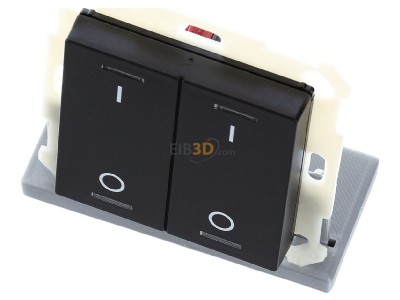View up front MDT BE-TAL55T206.B1 KNX Push Button Lite 55 2 gang, RGBW, switch, with temperature sensor, Black matt 
