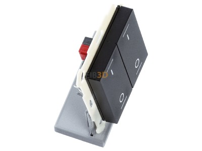 View top left MDT BE-TAL55T206.B1 KNX Push Button Lite 55 2 gang, RGBW, switch, with temperature sensor, Black matt 
