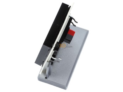 View top right MDT BE-TAL55T206.B1 KNX Push Button Lite 55 2 gang, RGBW, switch, with temperature sensor, Black matt 
