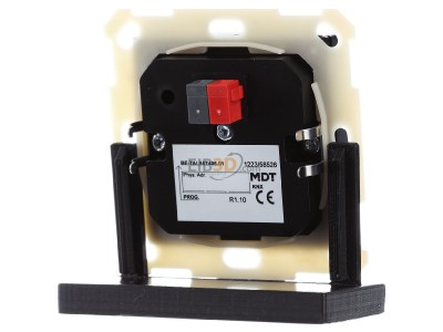 Ansicht hinten MDT BE-TAL55T406.01 KNX Taster Light 55 4-fach, RGBW, Temperatursensor, Schwarz matt, Neutral 
