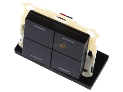 Ansicht oben vorne MDT BE-TAL55T406.01 KNX Taster Light 55 4-fach, RGBW, Temperatursensor, Schwarz matt, Neutral 