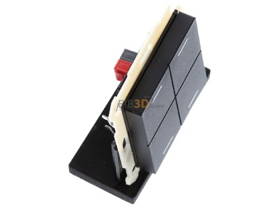 Ansicht oben links MDT BE-TAL55T406.01 KNX Taster Light 55 4-fach, RGBW, Temperatursensor, Schwarz matt, Neutral 