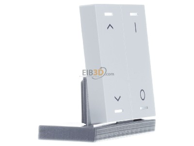 View on the left MDT BE-TAL63W204.C1 Rocker for the KNX Push Button Light 63 2 gang, studio white glossy finish, blinds and switch 
