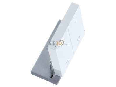 View top left MDT BE-TAL63W204.C1 Rocker for the KNX Push Button Light 63 2 gang, studio white glossy finish, blinds and switch 
