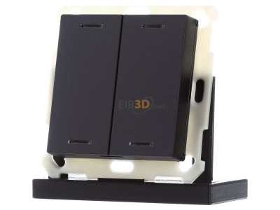 Front view MDT BE-TAL550206.01 KNX Push Button Lite 55 2-fold, RGBW, neutral, Black matt 
