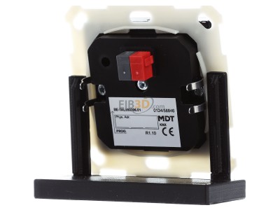 Back view MDT BE-TAL550206.01 KNX Push Button Lite 55 2-fold, RGBW, neutral, Black matt 

