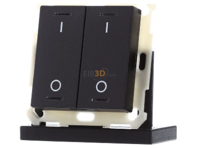 Front view MDT BE-TAL550206.B1 KNX Push Button Lite 55 2-fold, RGBW, switch, Black matt 
