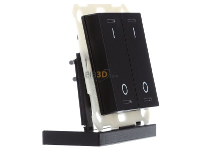 View on the left MDT BE-TAL550206.B1 KNX Push Button Lite 55 2-fold, RGBW, switch, Black matt 

