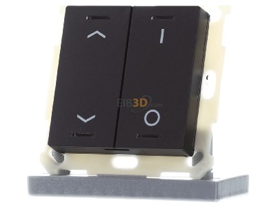 Front view MDT BE-TAL550206.C1 KNX Push Button Lite 55 2-fold, RGBW, blinds and switch, Black matt 
